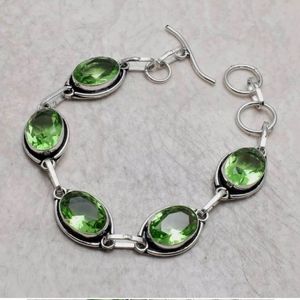 New simulated peridot sterling silver bracelet